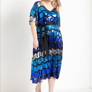 NWT Plus SZ 18 Eloquii Sequin Stripe Dress